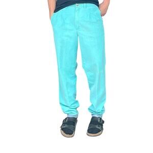Vintage 80s Quiksilver Pastel Green w/Blue Accents Cotton Pants